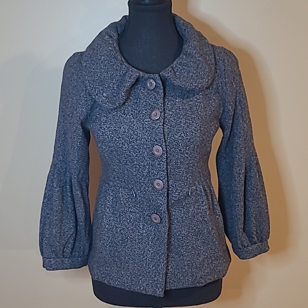 JACKPOT Peacoat, Peter Pan Collar, Pleated, Detailed Sleeves